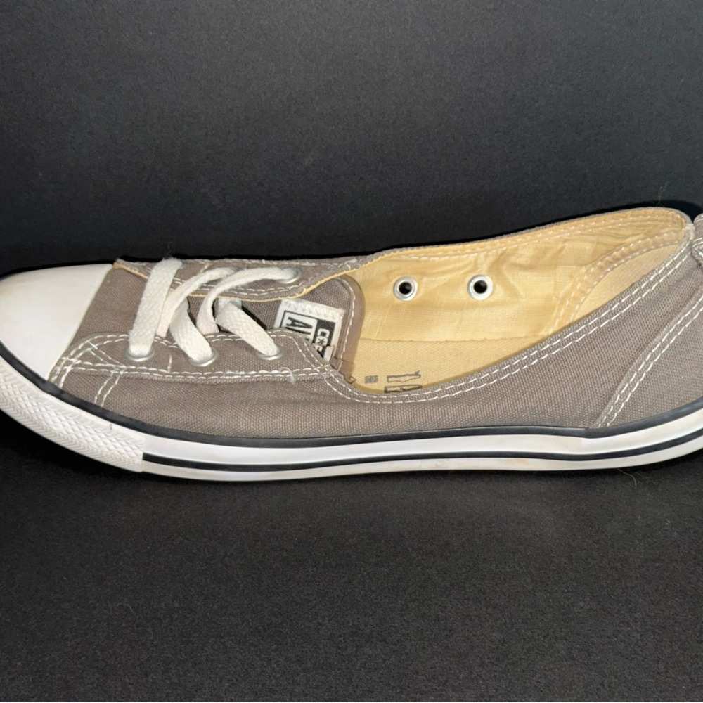Converse Gray and White Canvas Sneakers with Rubber Toe Cap - Picture 10 of 10